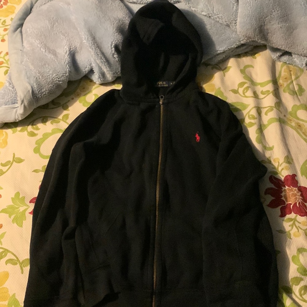 Black polo zip up hoodie XL